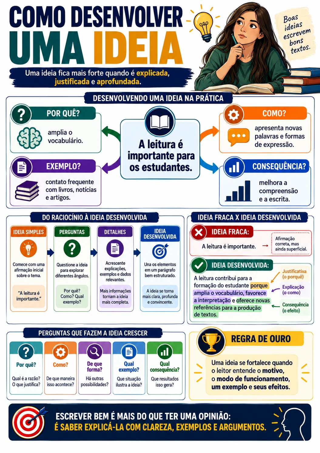 Página visual de Redação: Como desenvolver uma ideia