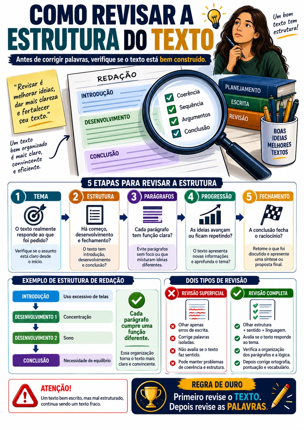Página visual de Redação: Como revisar a estrutura do texto