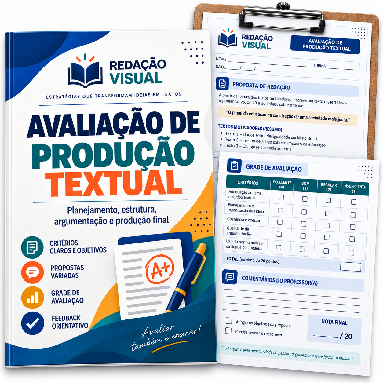 Mockup do bônus Avaliação de Produção Textual de Redação Visual