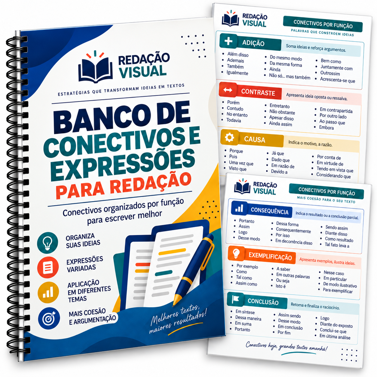 Mockup do bônus Banco de Conectivos e Expressões para Redação Visual